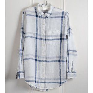 Plaid boyfriend fit button down top